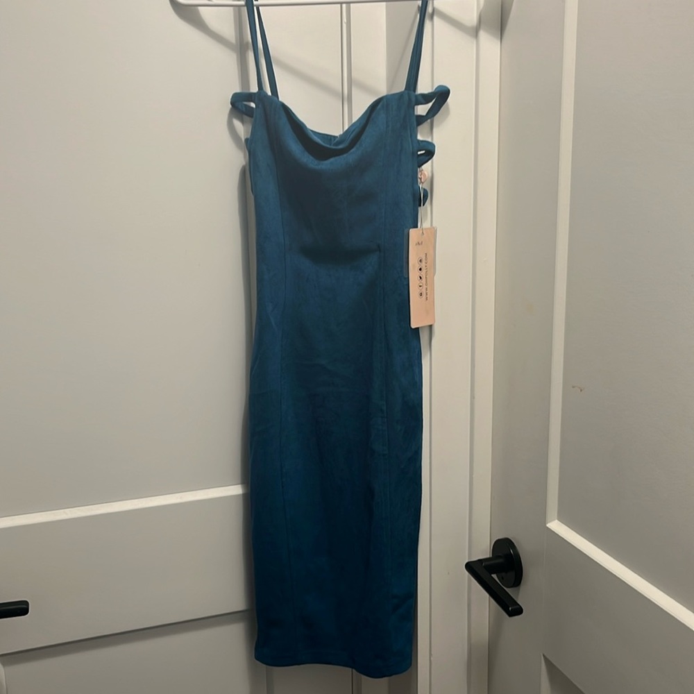 Vegan suede cut out dress